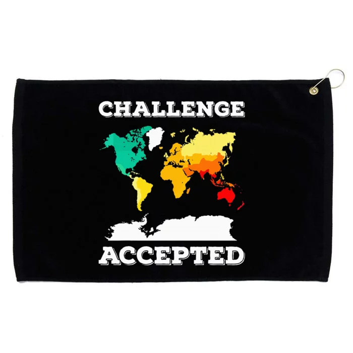 Challenge Accepted World Map Travel World Traveler Grommeted Golf Towel