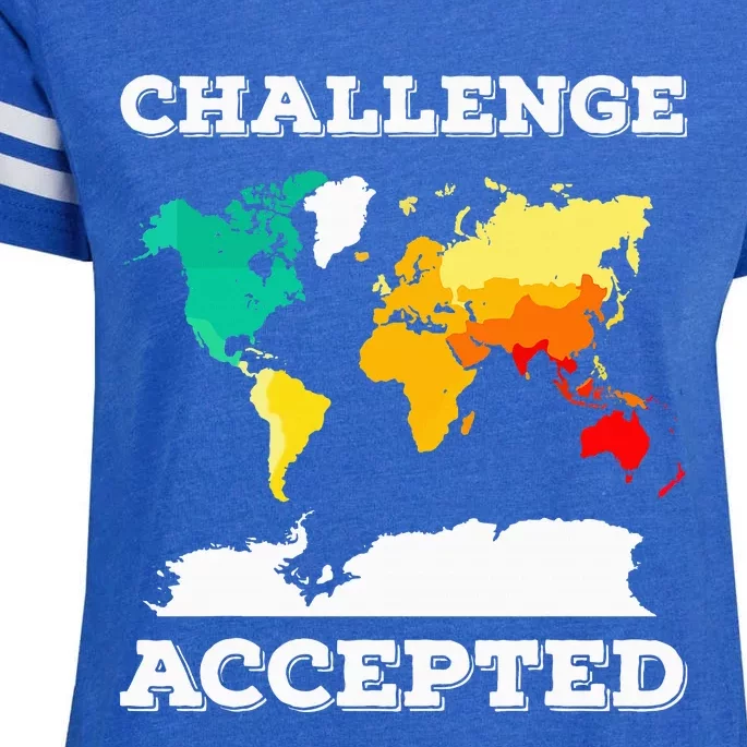 Challenge Accepted World Map Travel World Traveler Enza Ladies Jersey Football T-Shirt