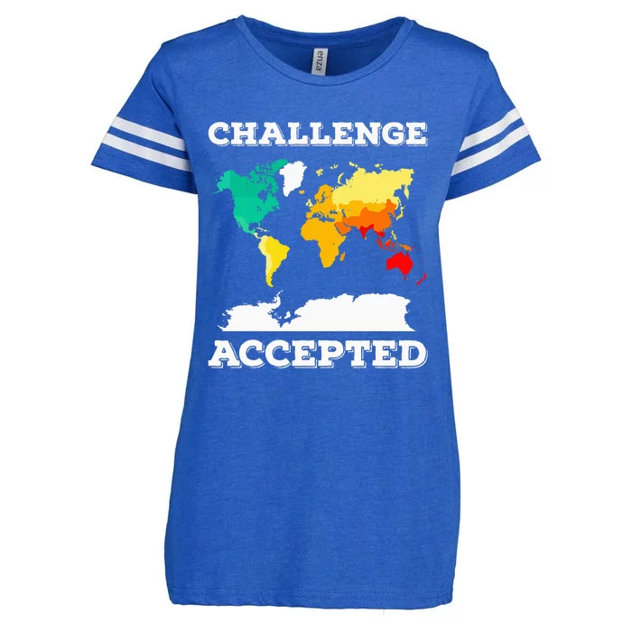 Challenge Accepted World Map Travel World Traveler Enza Ladies Jersey Football T-Shirt