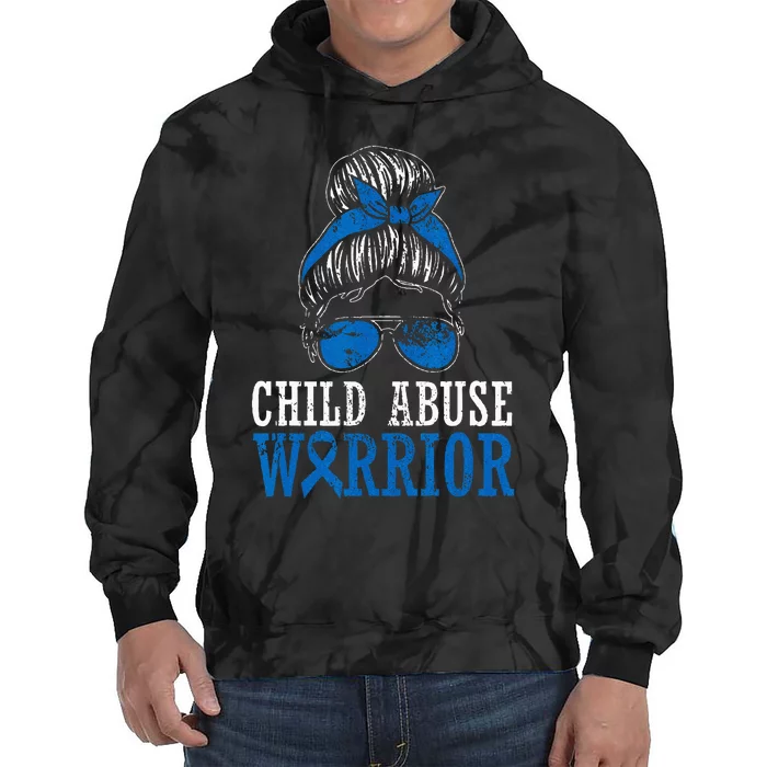 Child Abuse Warrior Prevention Month Blue Ribbon Awareness Tie Dye Hoodie