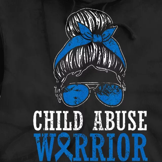 Child Abuse Warrior Prevention Month Blue Ribbon Awareness Tie Dye Hoodie