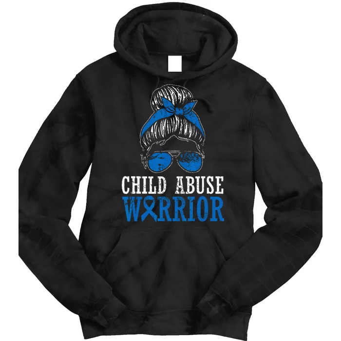 Child Abuse Warrior Prevention Month Blue Ribbon Awareness Tie Dye Hoodie