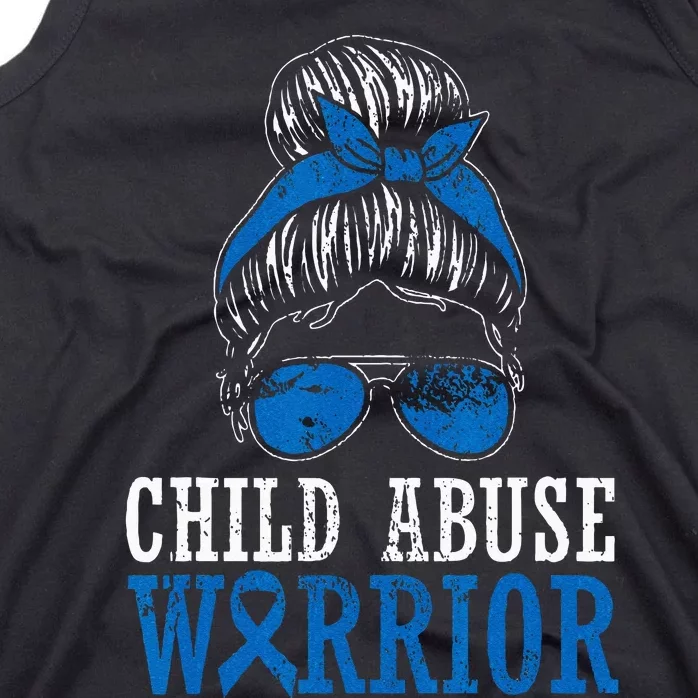 Child Abuse Warrior Prevention Month Blue Ribbon Awareness Tank Top