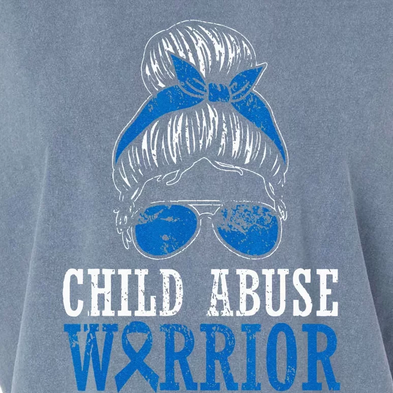 Child Abuse Warrior Prevention Month Blue Ribbon Awareness Garment-Dyed Women's Muscle Tee