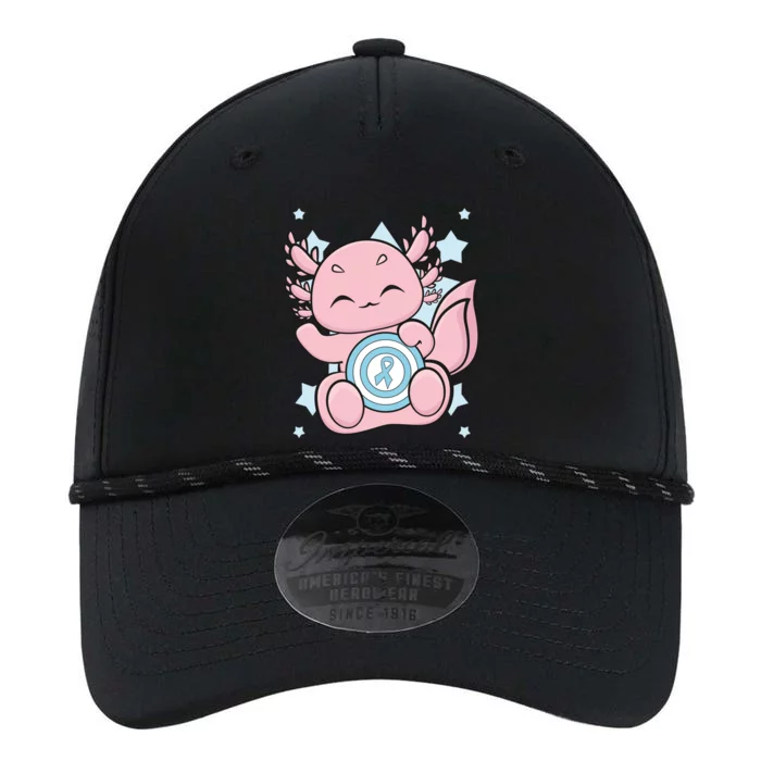 Cute Axolotl With Blue Ribbon For Diabetes Awareness Great Gift Performance The Dyno Cap