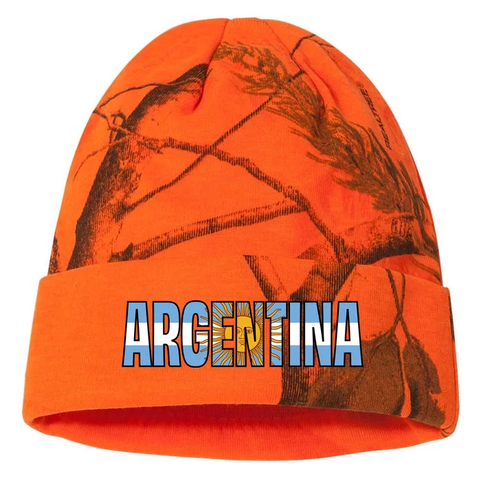 Cool Argentina Word Mashup Country Flag Kati - 12in Camo Beanie