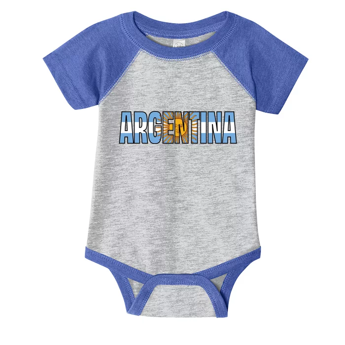 Cool Argentina Word Mashup Country Flag Infant Baby Jersey Bodysuit