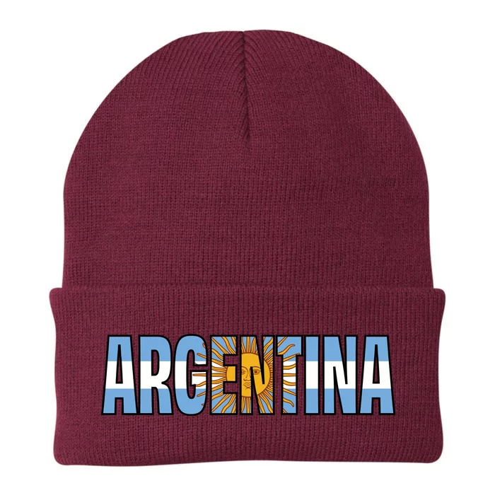 Cool Argentina Word Mashup Country Flag Knit Cap Winter Beanie