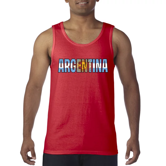 Cool Argentina Word Mashup Country Flag Tank Top