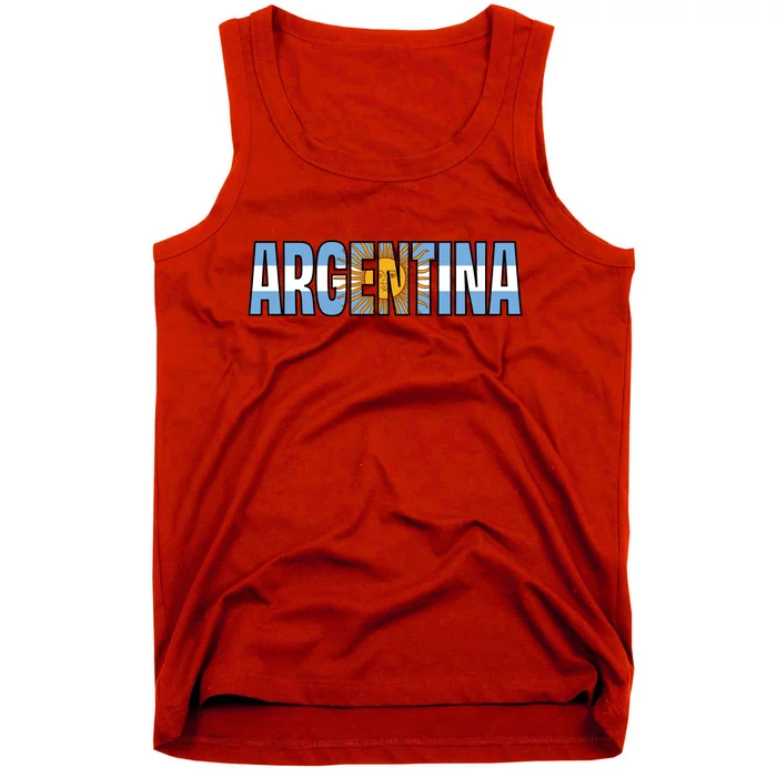 Cool Argentina Word Mashup Country Flag Tank Top