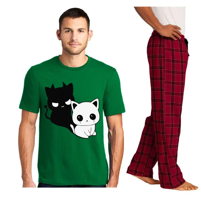 Cat Angel With Scary Evil Shadow The Enigmatic Duo Pajama Set