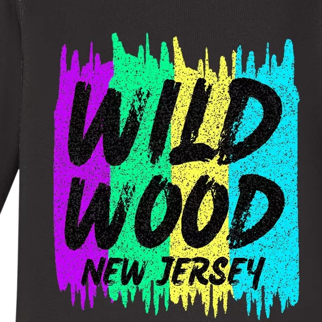 Cool Artsy Wild Wood New Jersey Beach Lover Boardwalk Baby Long Sleeve Bodysuit