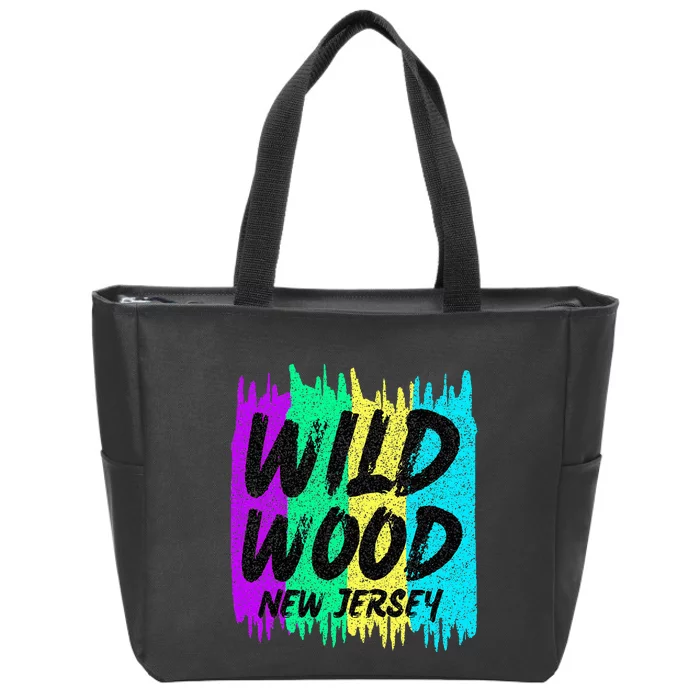 Cool Artsy Wild Wood New Jersey Beach Lover Boardwalk Zip Tote Bag