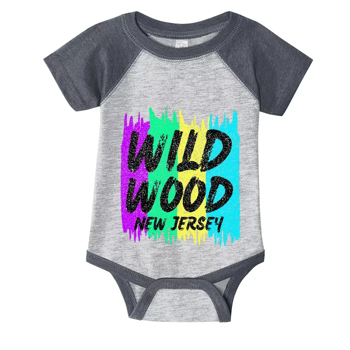 Cool Artsy Wild Wood New Jersey Beach Lover Boardwalk Infant Baby Jersey Bodysuit