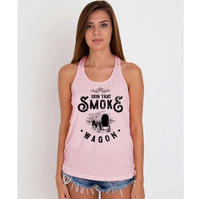 Cow And Western Movie Or Skin That Smoke Wagon Gift Women's Knotted Racerback Tank