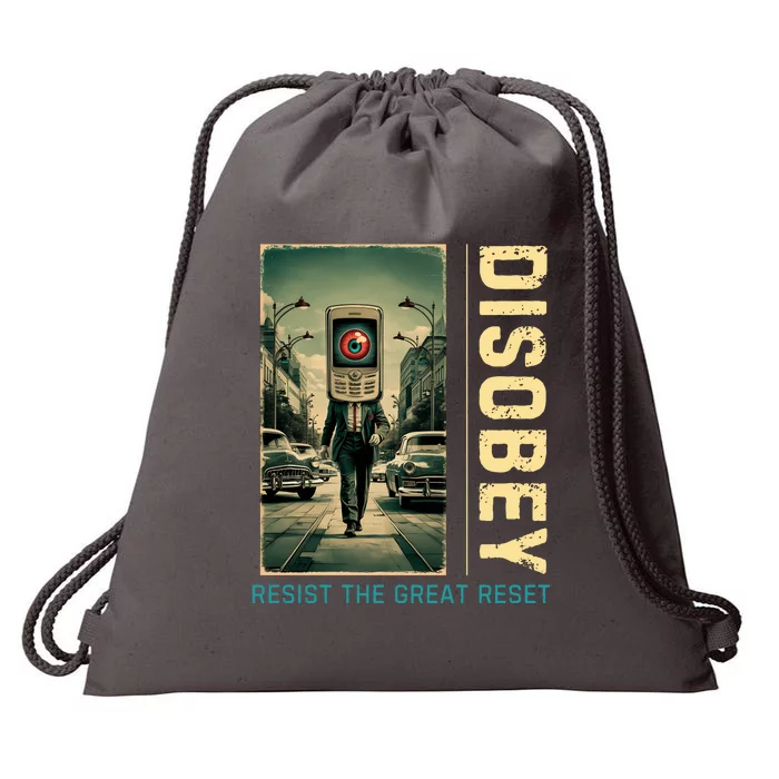 Conservative Anti Woke Resist The Great Reset Drawstring Bag