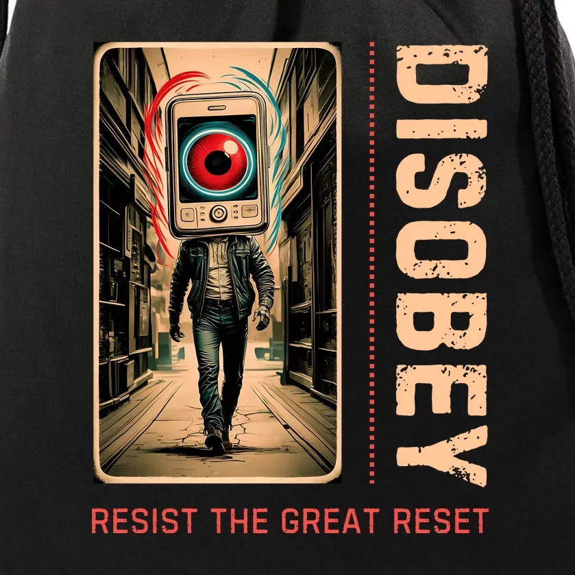 Conservative Anti Woke Resist The Great Reset Drawstring Bag