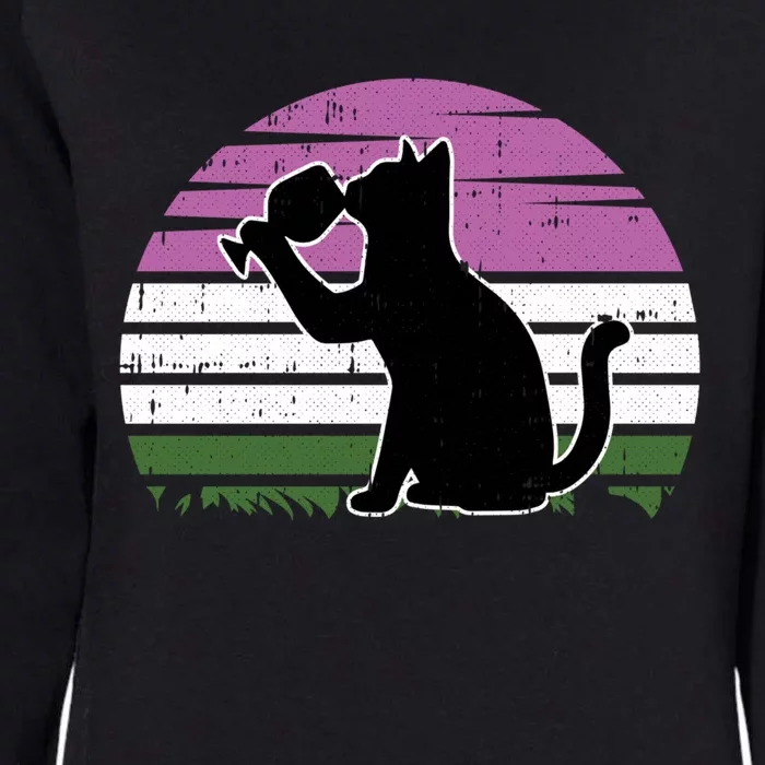 Cat And Wine Genderqueer Pride Retro Ing Lgbtq Ally Funny Gift Womens California Wash Sweatshirt