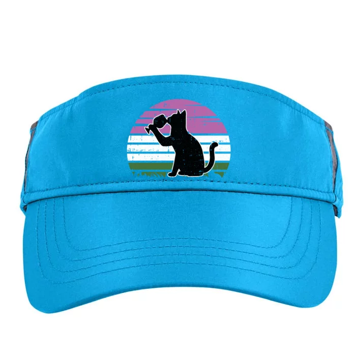 Cat And Wine Genderqueer Pride Retro Ing Lgbtq Ally Funny Gift Adult Drive Performance Visor