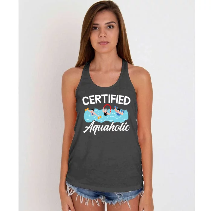 Certified Aquaholic Water Aerobics Instructor Fitness Women's Knotted Racerback Tank