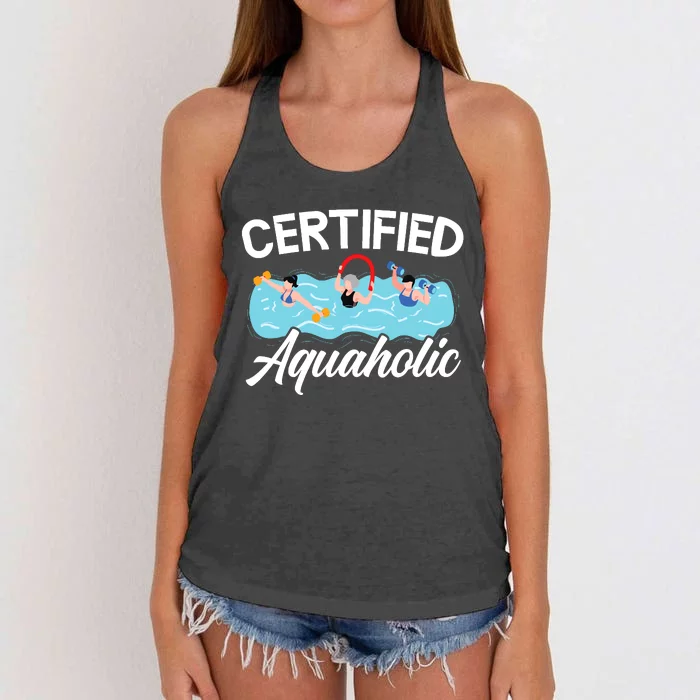 Certified Aquaholic Water Aerobics Instructor Fitness Women's Knotted Racerback Tank