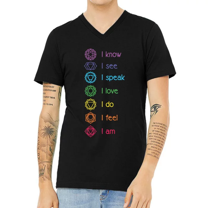 Chakra Alignment Yoga Meditation Spiritual V-Neck T-Shirt