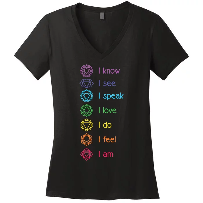 Chakra Alignment Yoga Meditation Spiritual Women's V-Neck T-Shirt