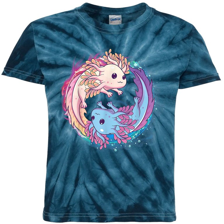Cute Axolotl Yin Yang Plush Pets Girls Kid Official Teenager Kids Tie-Dye T-Shirt