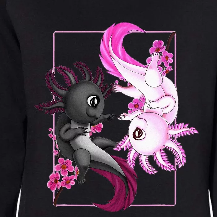 Cute Axolotl Yin Yang Plush Pets Cherry Blossom Womens California Wash Sweatshirt