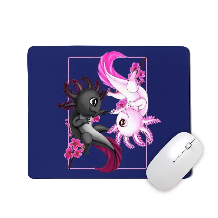 Cute Axolotl Yin Yang Plush Pets Cherry Blossom Mousepad