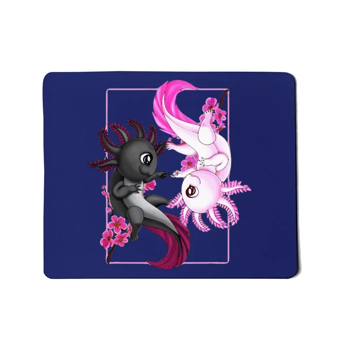 Cute Axolotl Yin Yang Plush Pets Cherry Blossom Mousepad