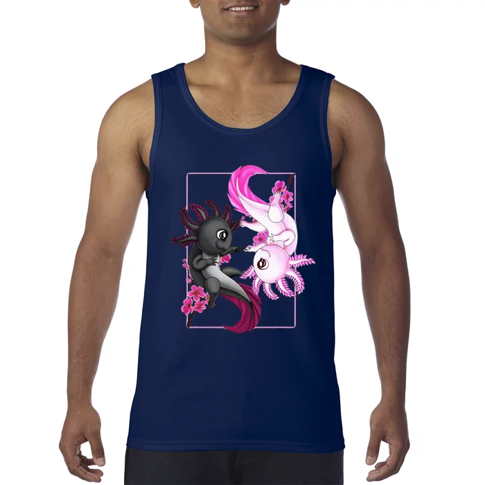 Cute Axolotl Yin Yang Plush Pets Cherry Blossom Tank Top