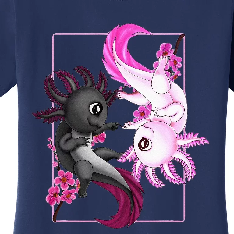 Cute Axolotl Yin Yang Plush Pets Cherry Blossom Women's T-Shirt