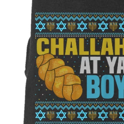 Challah At Ya  Funny Ugly Hanukkah Sweater Pajamas Shirt Doggie 3-End Fleece Hoodie