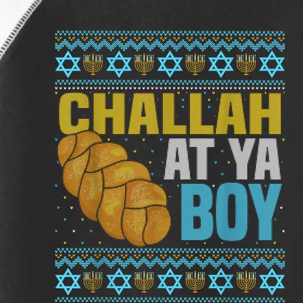 Challah At Ya  Funny Ugly Hanukkah Sweater Pajamas Shirt Toddler Fine Jersey T-Shirt