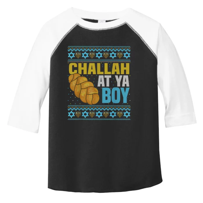 Challah At Ya  Funny Ugly Hanukkah Sweater Pajamas Shirt Toddler Fine Jersey T-Shirt