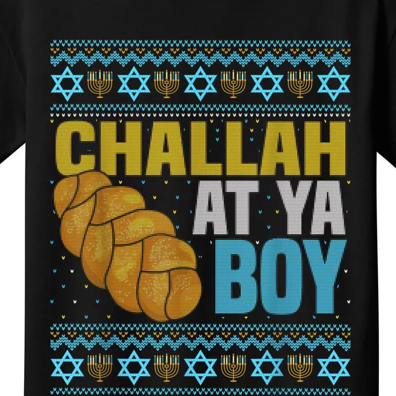 Challah At Ya  Funny Ugly Hanukkah Sweater Pajamas Shirt Kids T-Shirt