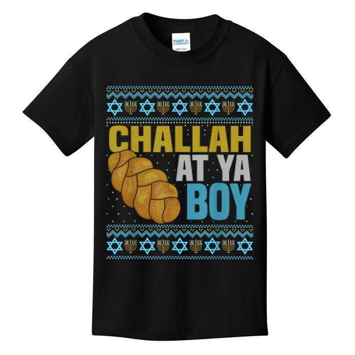 Challah At Ya  Funny Ugly Hanukkah Sweater Pajamas Shirt Kids T-Shirt