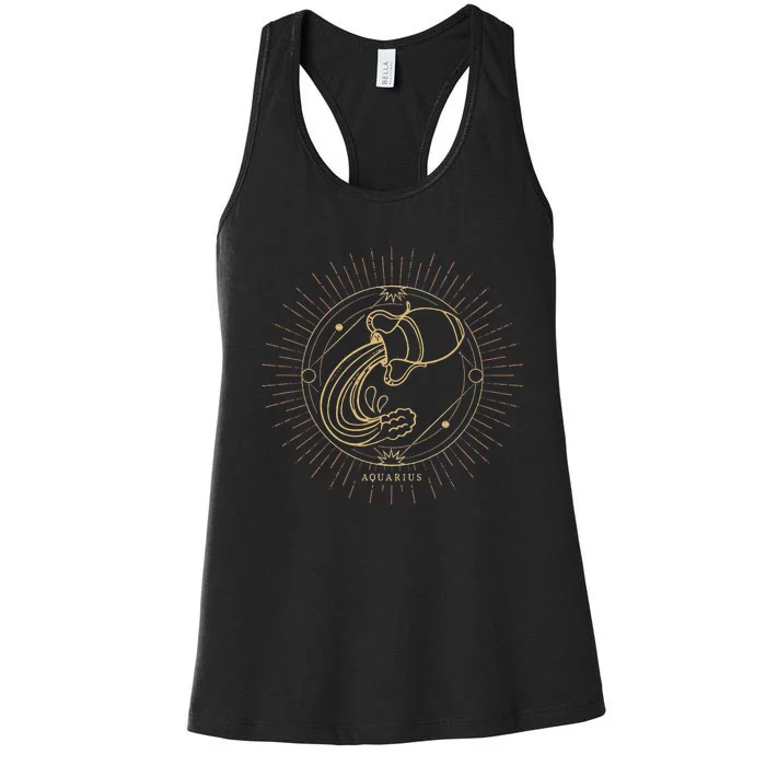 Celestial Aquarius Zodiac Sign November December Birthday Women's Racerback Tank