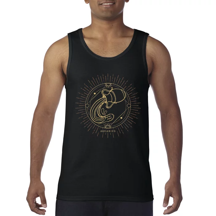 Celestial Aquarius Zodiac Sign November December Birthday Tank Top