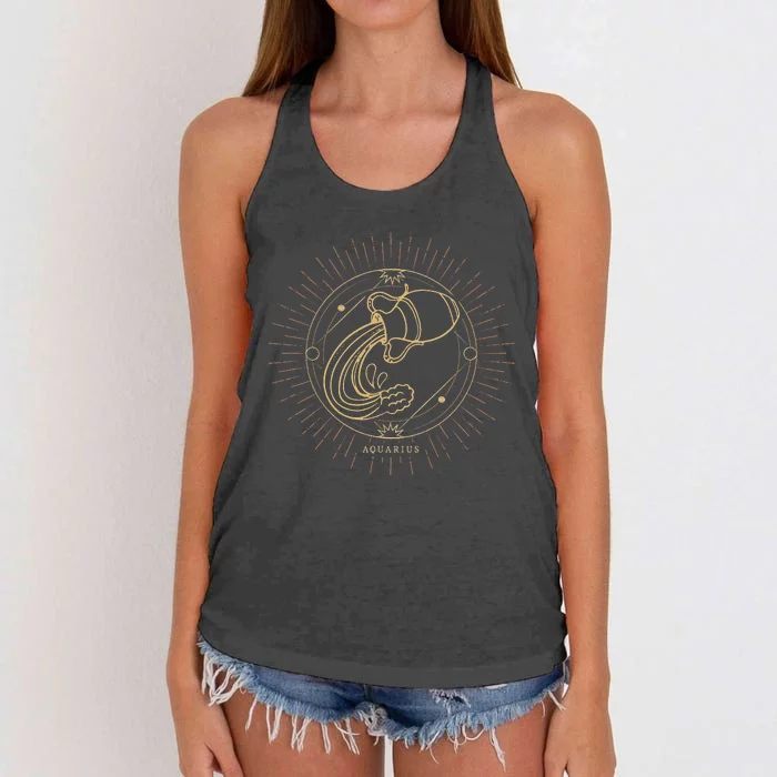 Celestial Aquarius Zodiac Sign November December Birthday Women's Knotted Racerback Tank