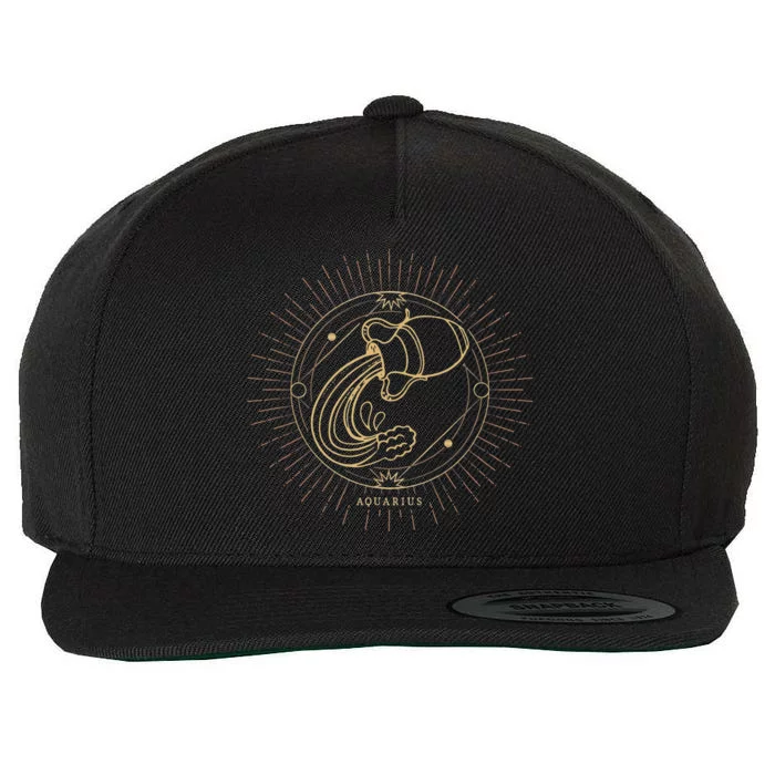 Celestial Aquarius Zodiac Sign November December Birthday Wool Snapback Cap