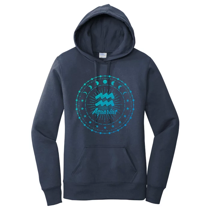 Celestial Aquarius Zodiac Symbol Gift Women's Pullover Hoodie