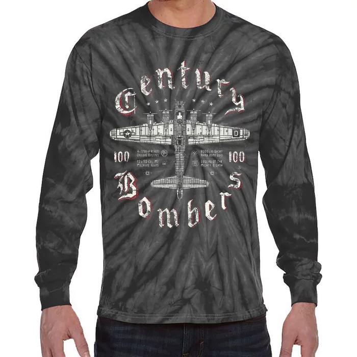 Century Bombers 100th Bomb Group B17 Tie-Dye Long Sleeve Shirt