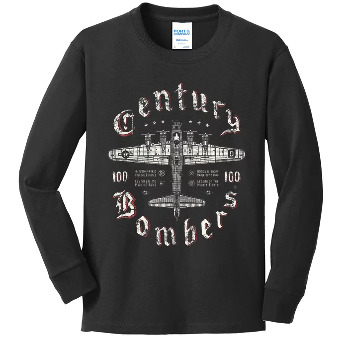 Century Bombers 100th Bomb Group B17 Kids Long Sleeve Shirt