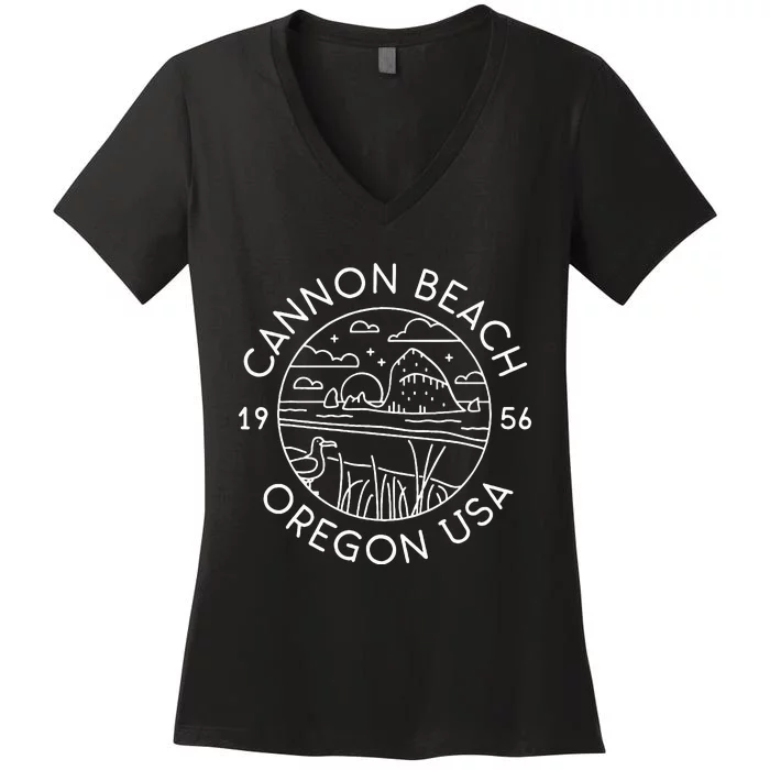 Cannon Beach 1956 Oregon Clatsop Women's V-Neck T-Shirt