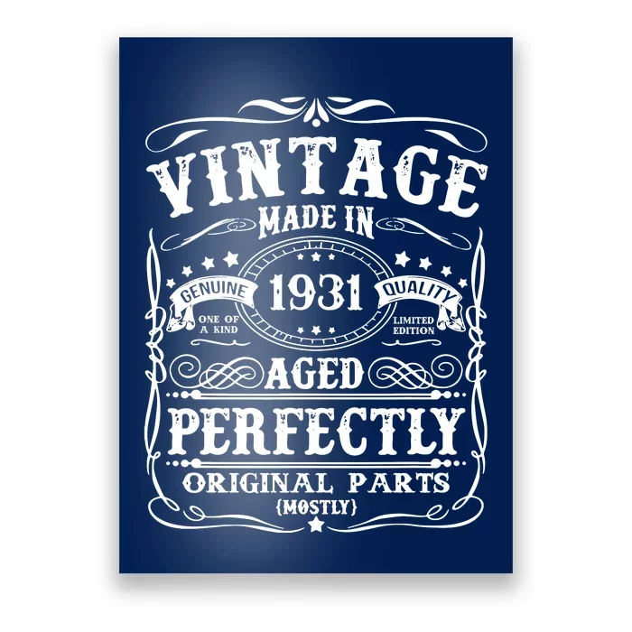 Classic Birthday 1931 Gift 91st Birthday Poster