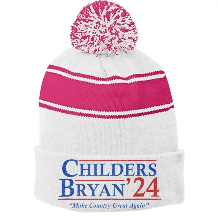 Childers Bryan 2024 Election Make Country Great Stripe Pom Pom Beanie