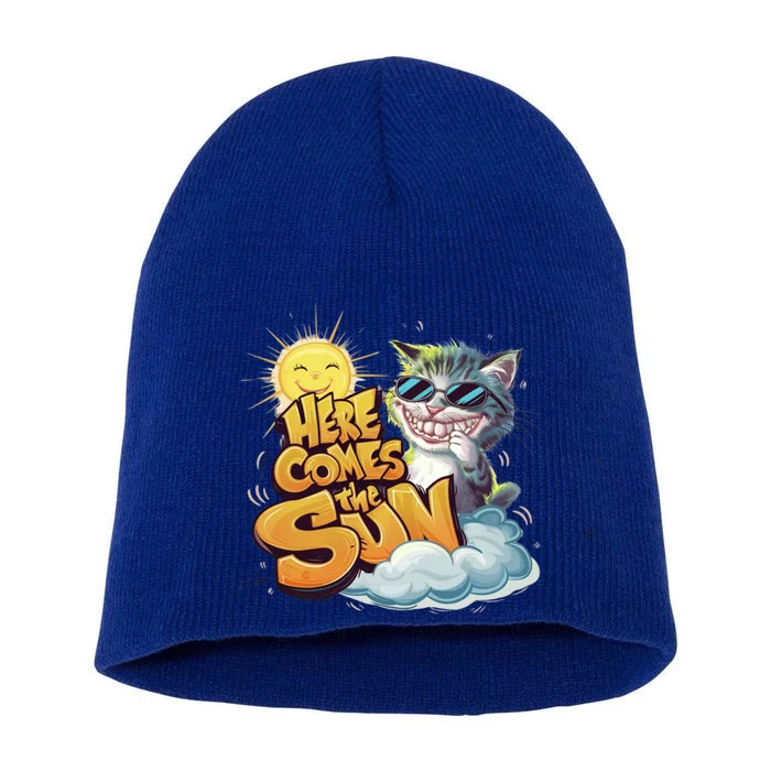 California Beach 2024 Vacation Weekend Summer Here Comes Sun Gift Short Acrylic Beanie