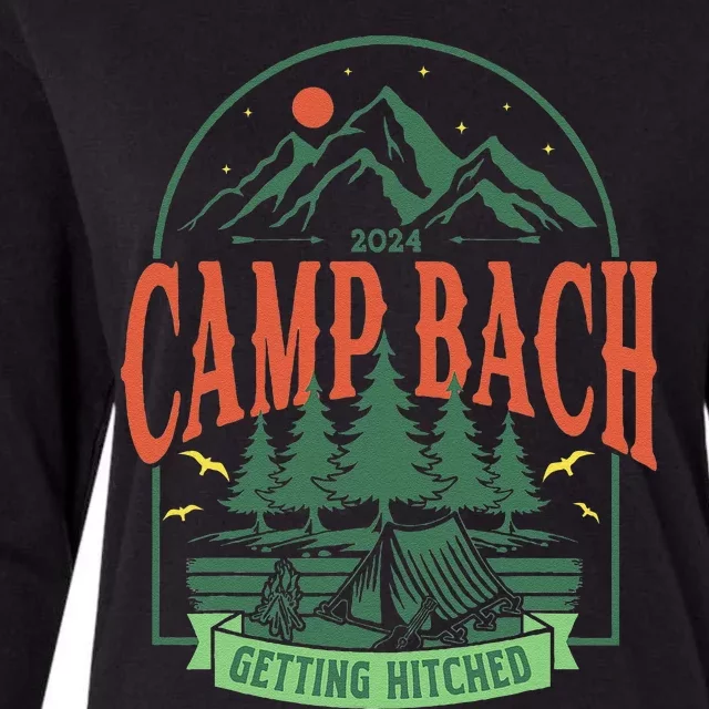 Camp Bach 2024 Getting Hitched Camping Bachelorette Party Womens Cotton Relaxed Long Sleeve T-Shirt